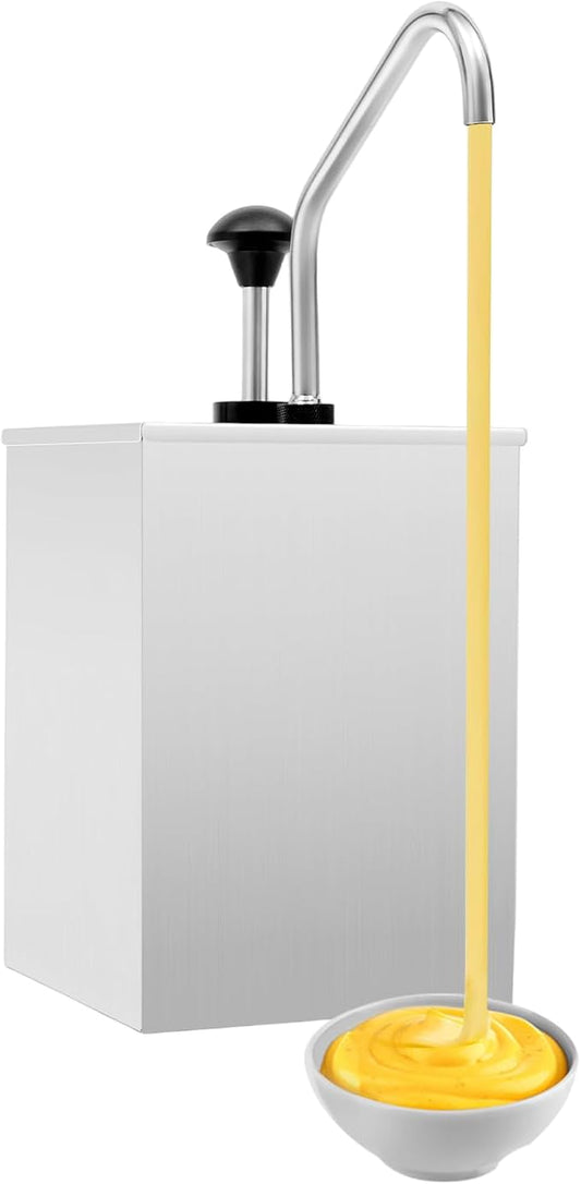 4L Ketchup Pump Dispenser Condiment Pump Dispenser Stainless Steel Sauce Dispenser Pump for Sauce, Honey, Syrup, Soy Sauce, Mustard, Cheese