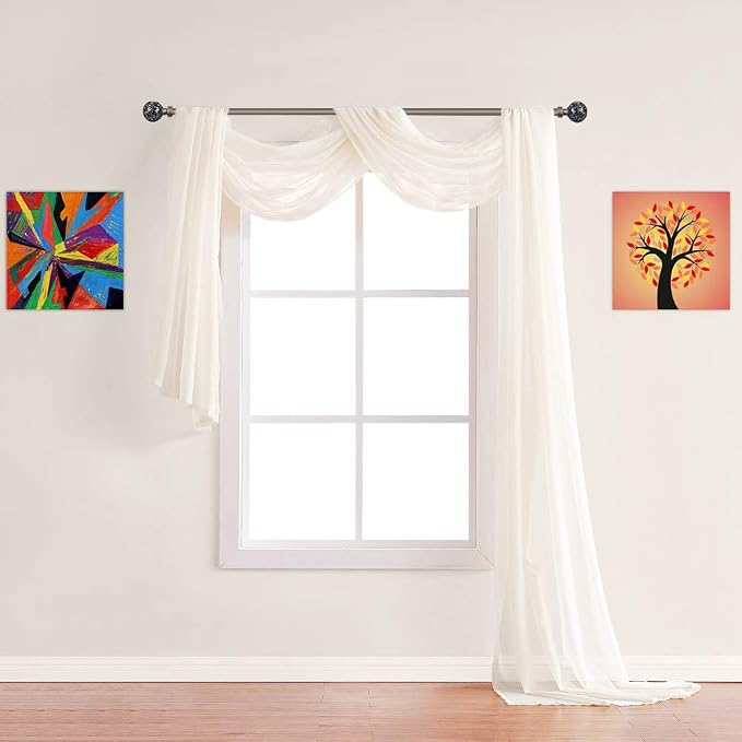 Warm Home Designs 55 x 360 Beige Sheer Window Scarf. AM Beige 360" | Extra Long Window Scarves Valances are Great As Wedding Arch Draping Fabric, Bed Canopy Or for Decorative Project. by WarmHomeDesigns