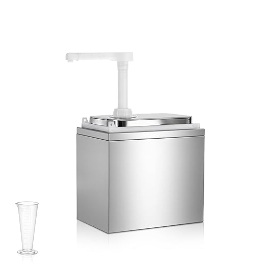 2.11 Quart Stainless Steel Sauce Pump Dispenser,Condiment Pump Station Detachable Leak-Proof Design for Sauce Honey Syrup Dressing,Commercial & Home Kitchen Use (1 Head, 2L)
