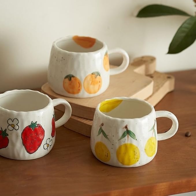 Coffee Mug 12oz Summer Cute Ceramic Cup with Handpainted Fruit Pattern, Lemon Tea Cup Gift for Coffee Lover, Birthday Gift for Latte Milk - Image 6