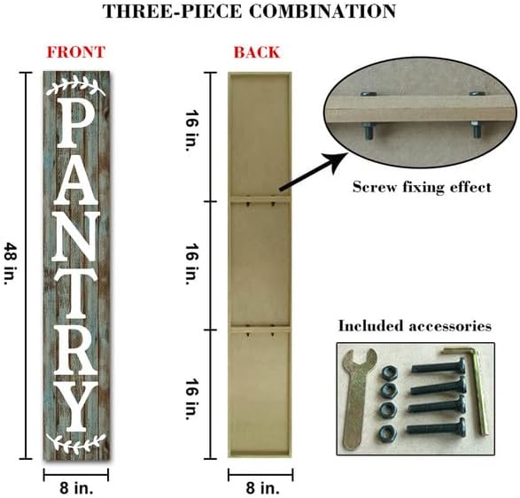 Vertical Pantry Sign Wall Decor 8"x48" Pantry Decor Farmhouse Wood Large Pantry Sign for Hanging Kitchen Sign Wood Sign Vertical Sign Wood Sign Kitchen Wall Art Decor Hanging Plaque Sign - Image 4