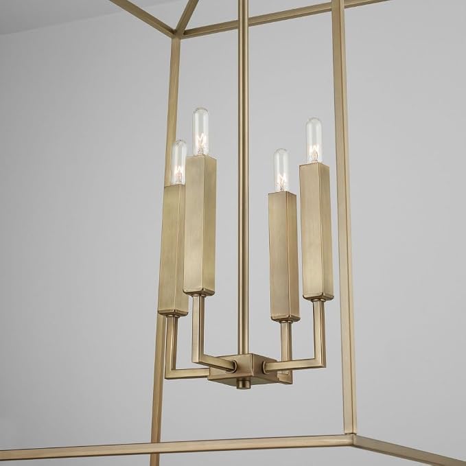 Capital Lighting 537643AD Thea Lantern Foyer Pendant, 4-Light 240 Total Watts, 28" H x 22" W, Aged Brass - Image 4