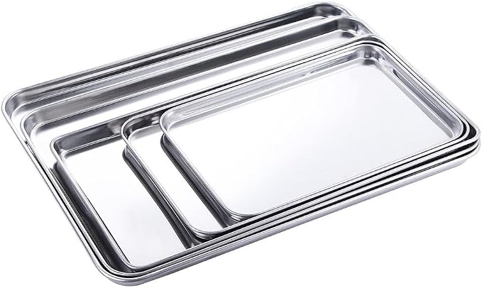 Baking Tray Storage Pastry Cookie Sheets Sturdy Fruit Plate Anti-Rust Rectangle Cake Dish(33x17x1.5 CM) - Image 5