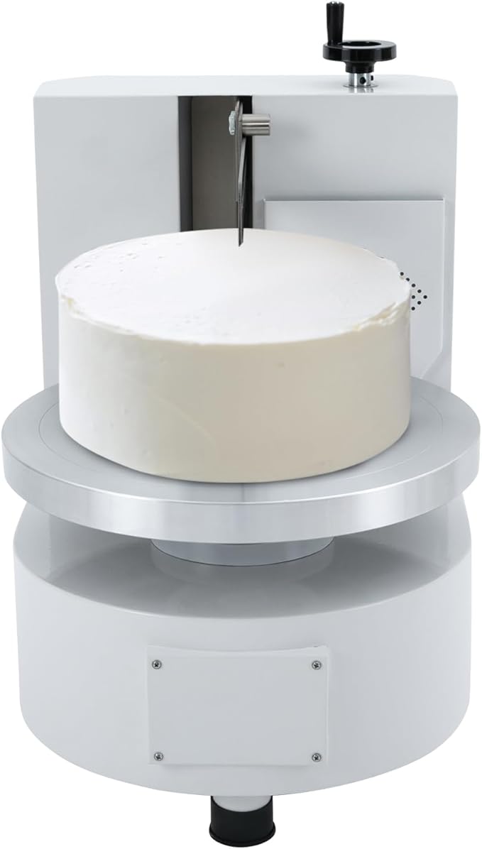 Cake Decorating Coating Machine with Graduated Scraper, 0-200RPM Rotating Speed Cream Spreading Automatic Frosting Turntable for 4-12inch Cakes (White)