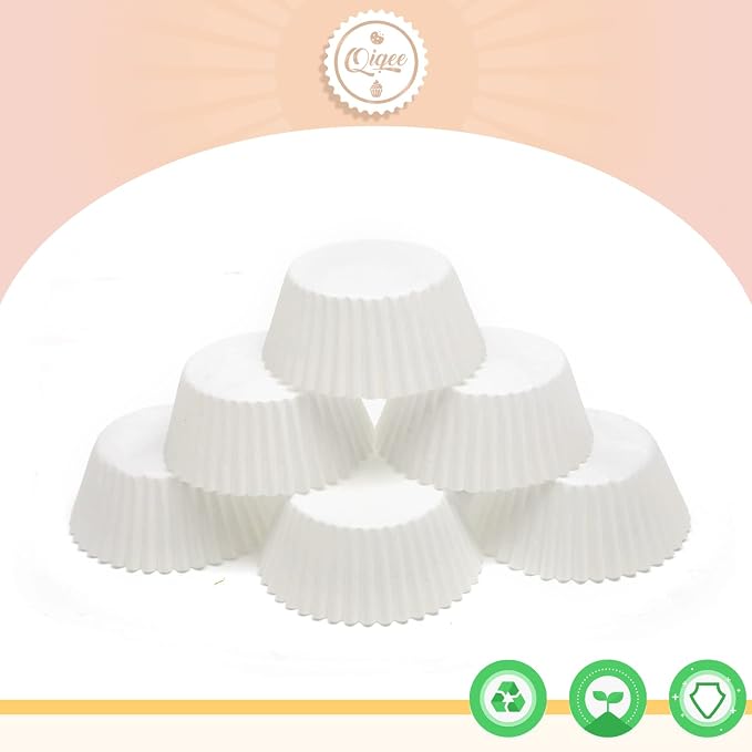 qiqee White Cupcake Liners, 1000 Count, Mini Size - Image 2