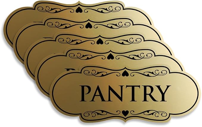 Designer Pantry Sign (Brushed Gold) - Small (5 Pack) by SignsByLITA