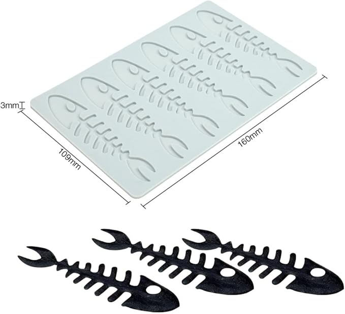 Lobster Shape Lace Silicone Mold Chocolate Candy 3D Hollow Fishbone Candy Mold Food Cooking Meals Decorations Fondant Mold Polymer Clay Molds (B_6.4x4.36x0.12inch)