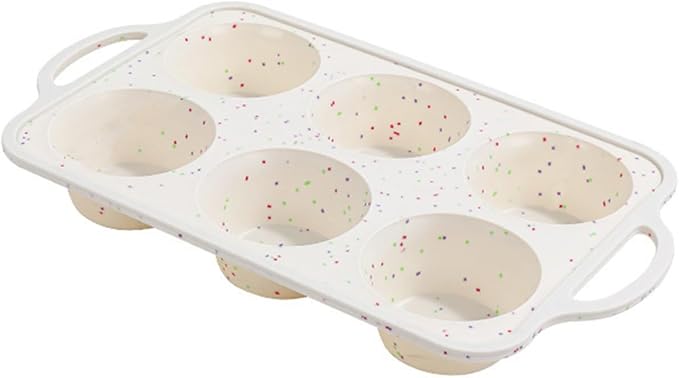6 Cups Silicones Muffins Pan French Pastries Nonstick Baking Mold Tray for Cupcakes Brownies Ice Creams Speckled Design Baking Accessories