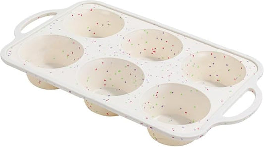 6 Cups Silicones Muffins Pan French Pastries Nonstick Baking Mold Tray for Cupcakes Brownies Ice Creams Speckled Design Baking Accessories