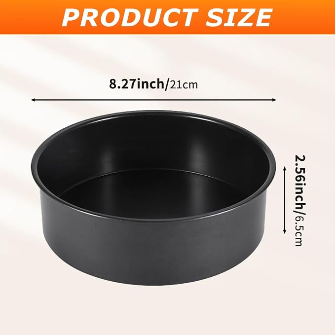 8.27 In Round Cake Pans Set of 2 Deep Nonstick with Removable Bottom - Image 2