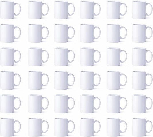 36 Pack Sublimation Mugs 11oz White Blank Ceramic Coffee Mugs with Individual White Boxes, AAA Grade with Premium Coating for Heat Press DIY, Dishwasher Microwave Safe by MYSUB