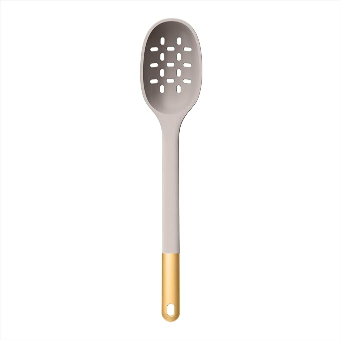 Kitchen Utensil Set, 6-Piece Silicone Kitchen Utensil Set with Rotating Rack - Non-Scratch, Heat Resistant Tools & Gold Stainless Steel Handles (Taupe) - Image 6