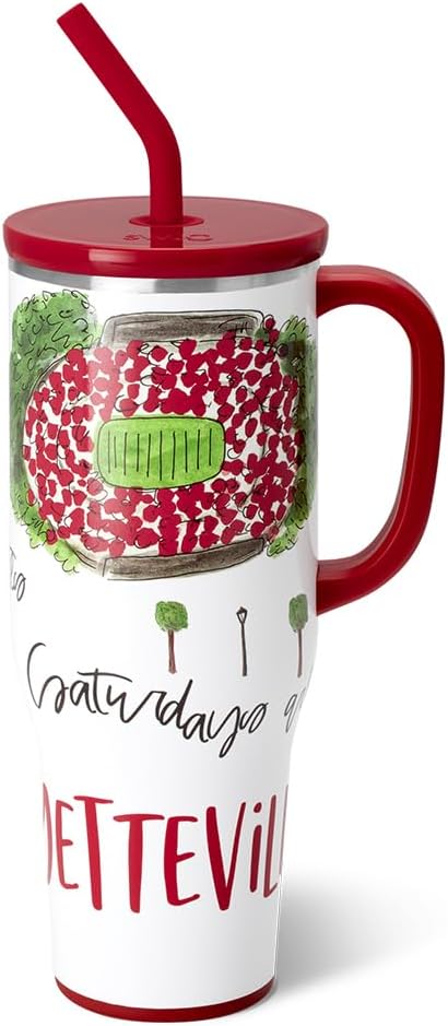 Swig Life 40oz Mega Mug, 40oz Tumbler with Handle and Straw, Extra Large Insulated Tumblers, Cup Holder Friendly Travel Mug (Saturdays In Fayetteville)