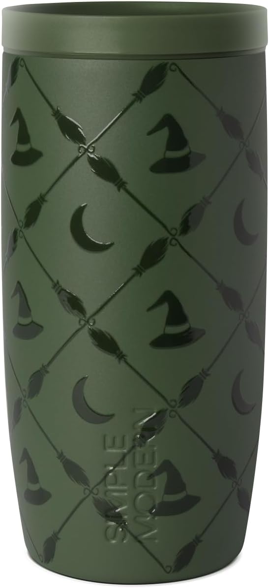 Simple Modern Halloween Travel Coffee Mug 360° Lid | 16oz | Witch | Voyager Ceramic-Lined Insulated Stainless Steel Coffee Tumbler, Iced Coffee Cup, Mug with Lid | Fits Cupholder, Argyle Witch by Unknown