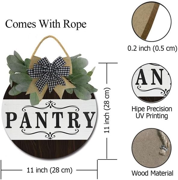 Pantry Sign Pantry Wall Decor Farmhouse Pantry Sign Wooden Rustic Pantry Sign Retro Pantry Hanging Sign Wooden Art Printed Decor for Home Pantry Room Holiday Decoration 11" - Image 7