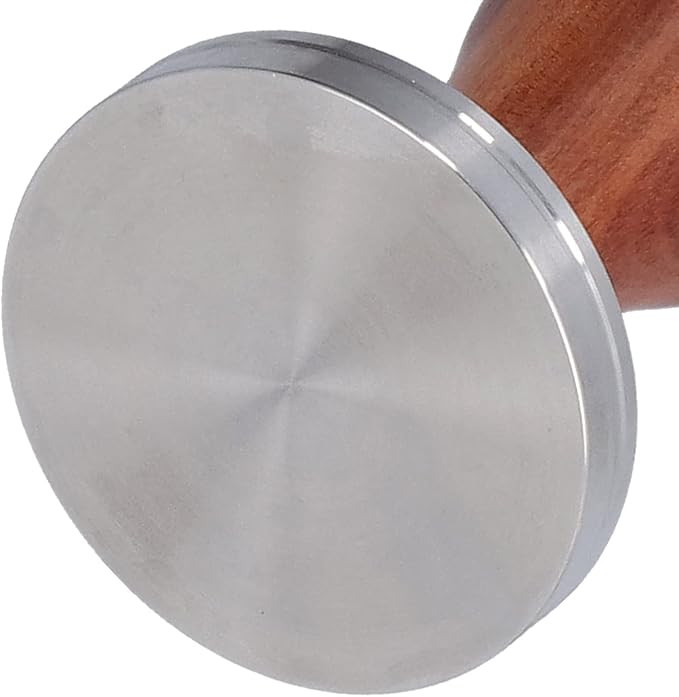 58mm Coffee Tamper, Stainless Steel Coffee Press Tool with Tamper Mat, Coffe Tamping Base with Wooden Handle for Espresso Machine Home Office Cafe
