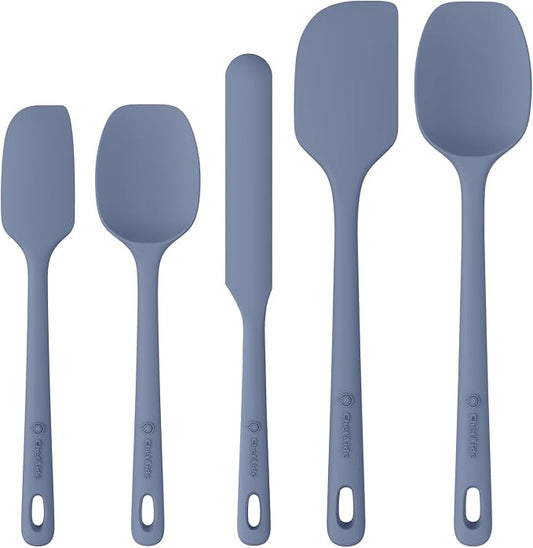 ChefAide 5 Pieces Silicone Spatula Set, Food Grade Rubber Spatula, Upgrade Strong Handle with Ergonomic Grip, Heat Resistant Up to 600°F for Nonstick Cookware, Cooking by ChefAide