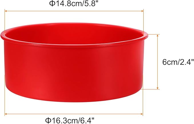 HARFINGTON 6 Pcs Round Cake Pans 6.4" Nonstick Quick Release Silicone Cake Mould Bakeware Tools for Baking Cupcakes Bread Pizza, Red