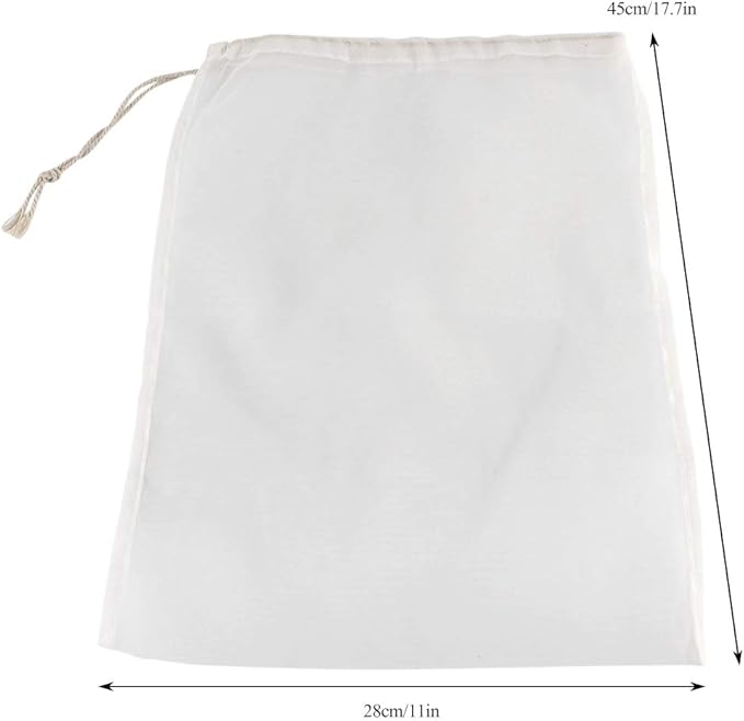 Ejoyous 1Pc Reusable Drawstring Filter Bag, 100 Mesh, Washable, Fine Mesh Nut Milk Bag, Food Strainer, for Wine, Beer, Brewing, Coffee, Fruit Jam, 1E+2 Count