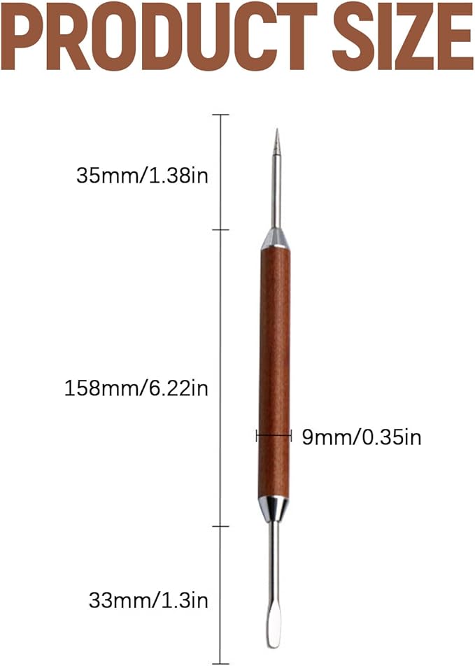 Rosewood Handle Latte Art Pen - Professional Stainless Steel Coffee Drawing Tool for Baristas & Home Coffee Lovers, Cappuccino Espresso Foam Design Carving Needle