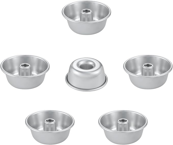 4-Inch Angel Food Cake Pan Set, Nonstick Aluminum Tube Pans, 6 Pack | Stackable Aluminum Pans for Chiffon Cakes, Mini Cakes and Desserts by Unknown