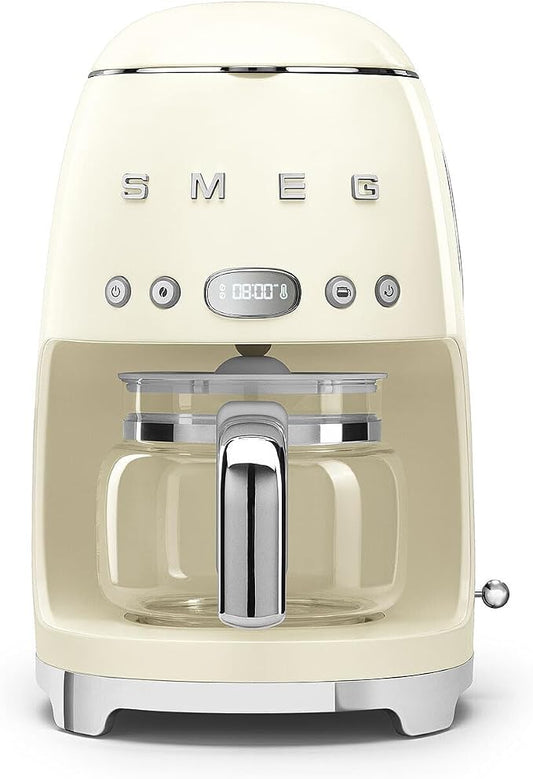 Smeg 50's Retro Style Aesthetic Drip Coffee Machine with 10 Cup Glass Carafe, Auto Start Feature, Keep Warm Plate, and Two Coffee Strength Settings (Cream) by Unknown
