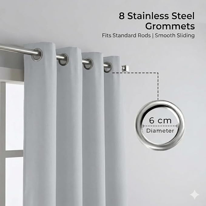 Urban Villa Cotton Grommet Curtains 42x63 (2 Panels) White - Image 4