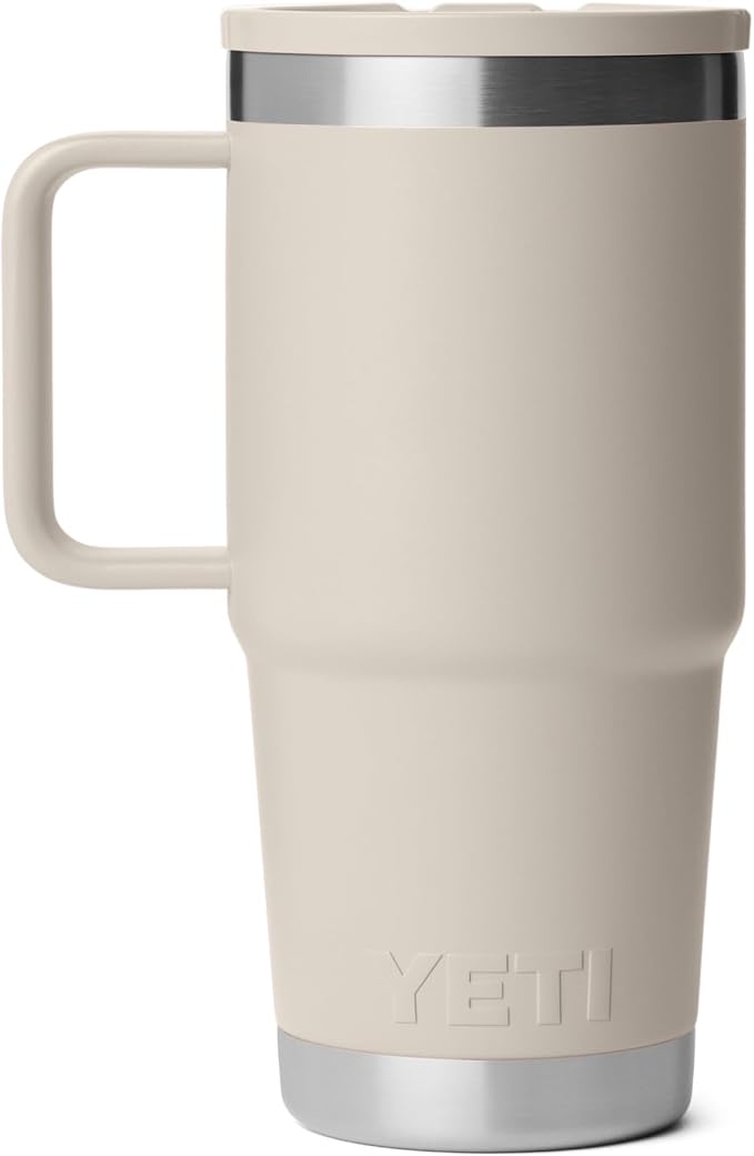 YETI Rambler 20 oz Travel Mug with Flip Straw Lid – Stainless Steel, Vacuum Insulated, Leakproof, Cup Holder Friendly, Cape Taupe - Image 5