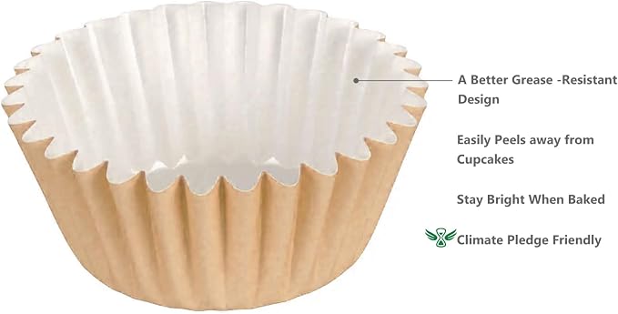 Caperci Heavy Duty Standard Natural Cupcake Liners 150 Counts - Grease-Resistant Paper Muffin Baking Cups, Odorless, No Muffin Pan Needed, Easily Peels (Natural) - Image 3