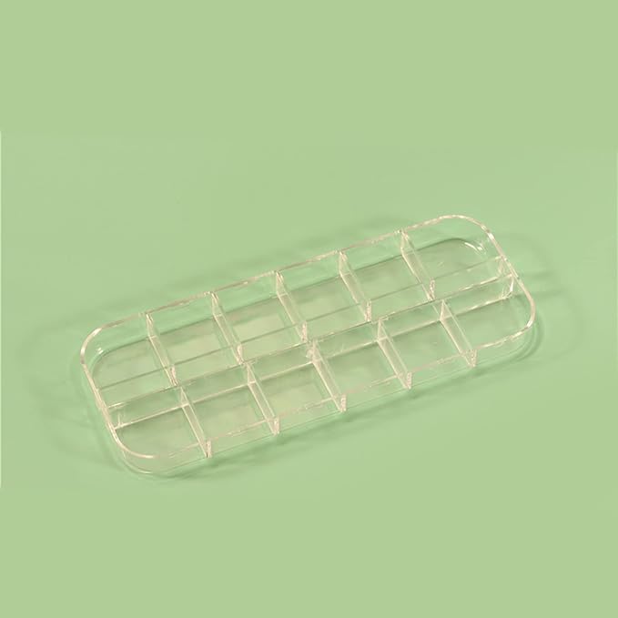 6PCS Nail Art Tool Jewelry Storage Box, 12 Compartments Plastic Rhinestone Organizer Container Case, Transparent Earrings Organizer Rectangular Jewelry Organizer (A)