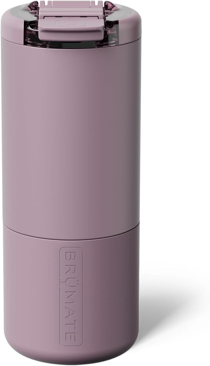 BrüMate Strova 18oz 100% Leakproof Insulated Coffee Mug | Ceramic-Lined Interior | Built-In Silicone Sleeve for Travel | Locking Flip Lid (Lilac Dusk) by Br%C3%BCMate
