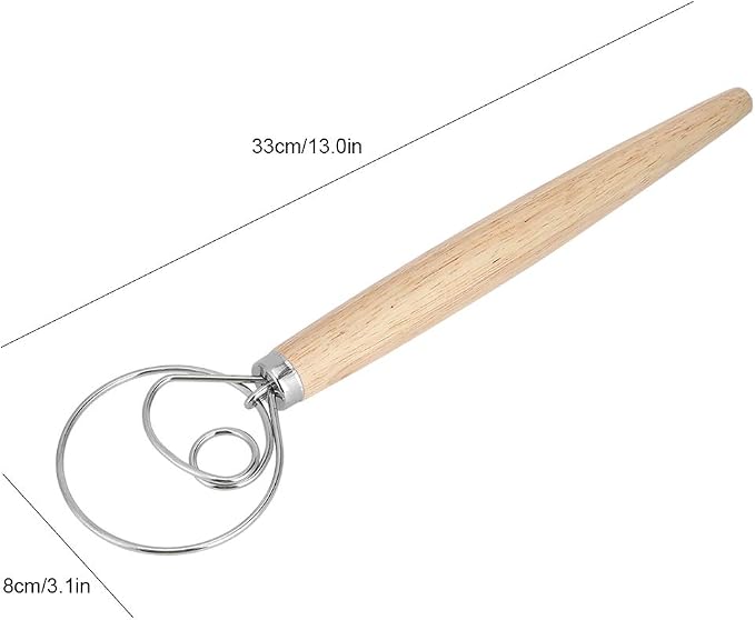 Jiawu 2Pcs Dough Blender Manual Mixer Ergonomic Oak Handle for Baking Homemade Bread and Pastries 13.0x3.1in Stainless Steel - Image 5
