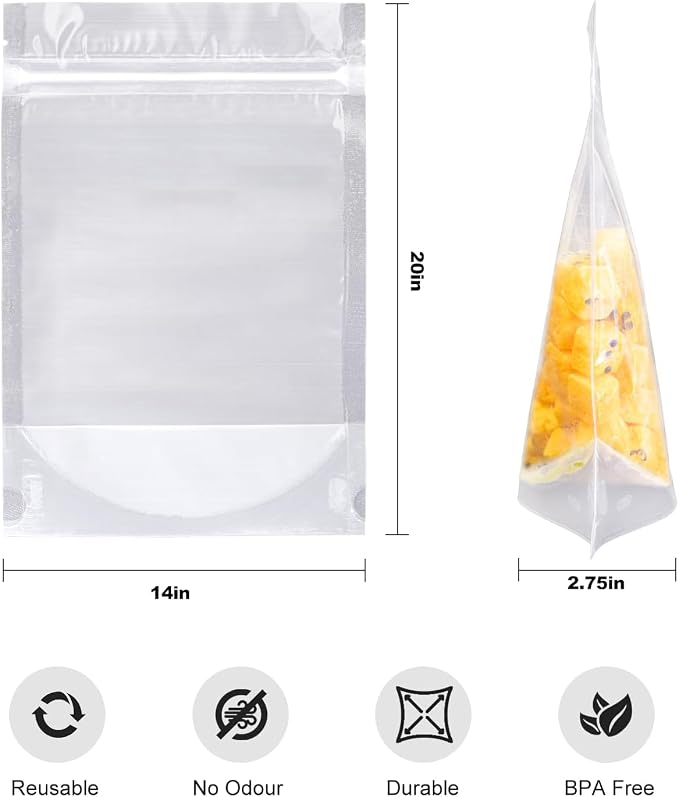 30Pcs14"X20" Clear Stand Up Zipper Seal Bags,Reuseable Ziplock Plastic Pouch for Food Storage, Transparent Sealing Food Pouches Snack Packing,Cookie,Snack,Spices,Pet Food and Drinking - Image 2