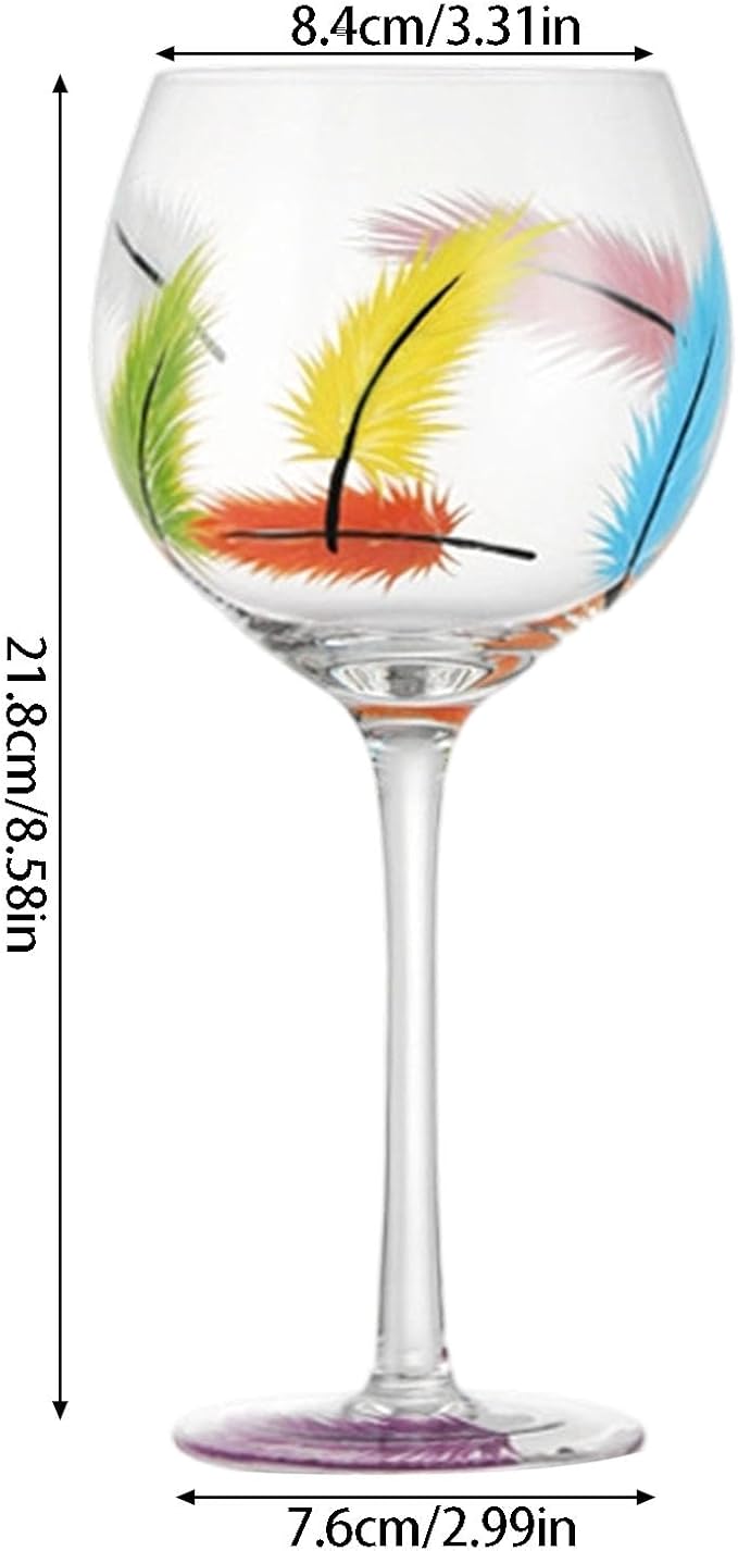 Unique Glass Goblet with Intricate Hand Painting Wine Glass Transparency High-Arched Cup Glassware for Gifting Drinkware Wine - Image 3