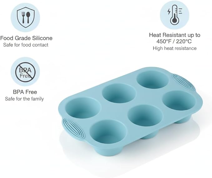 Silicone Baking Set – Gift-Ready BPA-Free Bakeware Kit with Non Stick Silicone Mini Muffin Pan, Cupcake Pan, Baking Utensils, Piping Bag & Recipe Cards – Cake Mold Starter Set for Baking