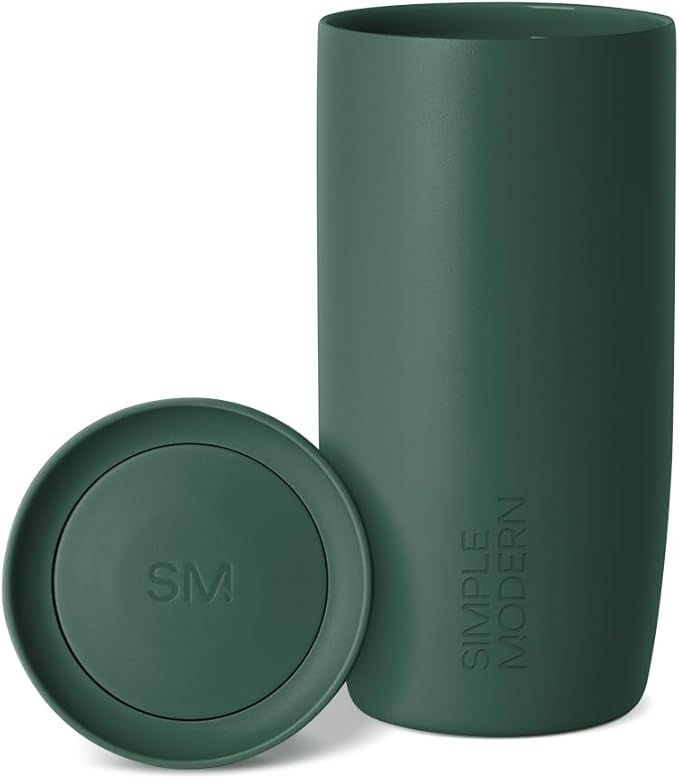 Simple Modern Insulated Travel Coffee Mug 360° Lid | 16oz | Green | Voyager Ceramic-Lined Insulated Stainless Steel Coffee Tumbler, Iced Coffee Cup, Mug with Lid | Fits Cupholder, Forest by Unknown