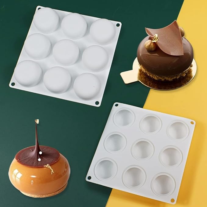 mostsom Silicone Chocolate Half Round Mold Medium Semi Sphere Silicone Mold,Half Sphere Silicone Baking Molds for Making Chocolate, Cake, Jelly, Dome Mousse (Oblate Spheroid A)