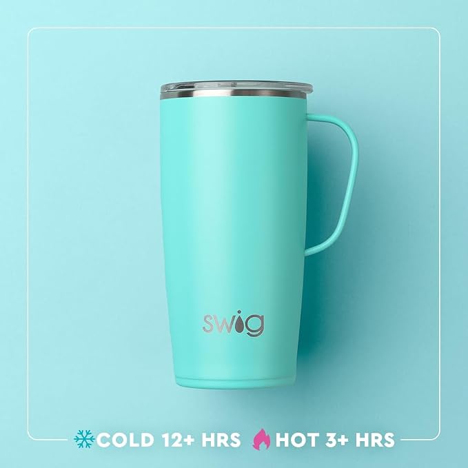 Swig Life 22oz Travel Mug, Insulated Tumbler with Handle and Lid, Cup Holder Friendly, Dishwasher Safe, Stainless Steel, Travel Coffee Cup, Insulated Mug with Lid (Oh Happy Day) - Image 3