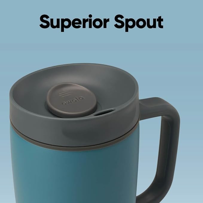 Owala SmoothSip Slider Stainless Steel Insulated Travel Mug with Handle, 100% Leak Proof, For Hot and Cold Drinks, Travel Friendly with Sliding Lock Lid, BPA Free, Leak Proof, 12oz, High Dive - Image 4