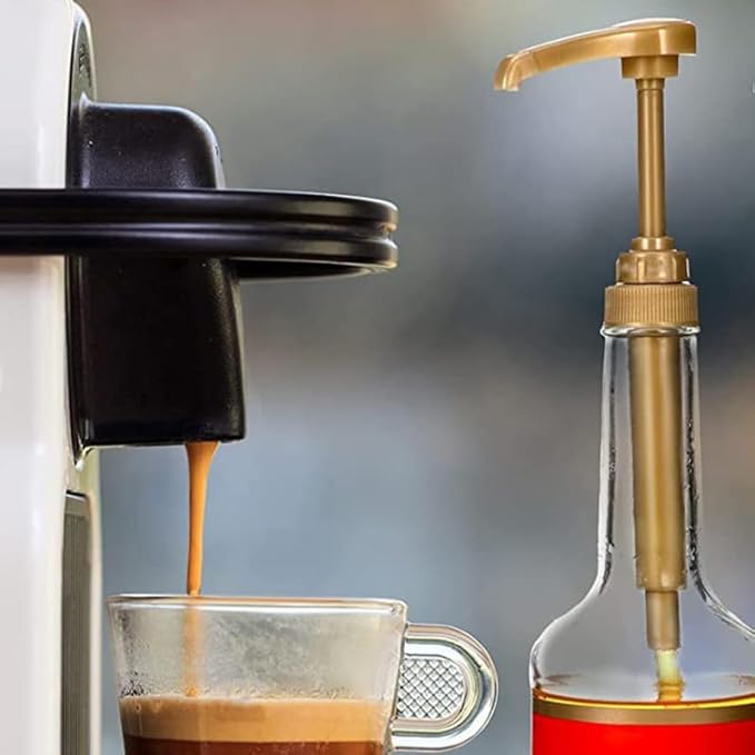 FAVOMOTO 5PCS Coffee Syrup Pump Dispenser, Skinny Syrup Bottles Pump Dispenser with Tip Cover Milk Condiments Tip for Flavoring Creamers Caramel Beverages