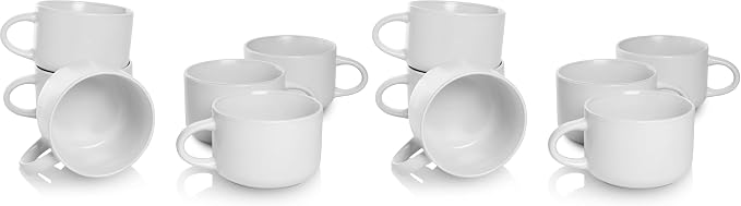10 Strawberry Street Wazee Matte Oversized Mugs, 6 Count (Pack of 2), WHITE by 10StrawberryStreet