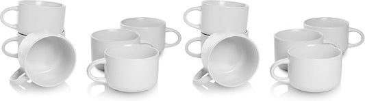 10 Strawberry Street Wazee Matte Oversized Mugs, 6 Count (Pack of 2), WHITE by 10StrawberryStreet