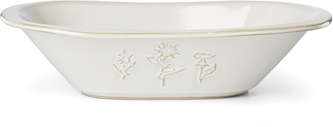Lenox Homespun Stoneware Serving Bowl | dishwasher safe, microwave safe | for bread, salad, or fruit | entertaining | 3 inch, 58oz, gift for women by Lenox