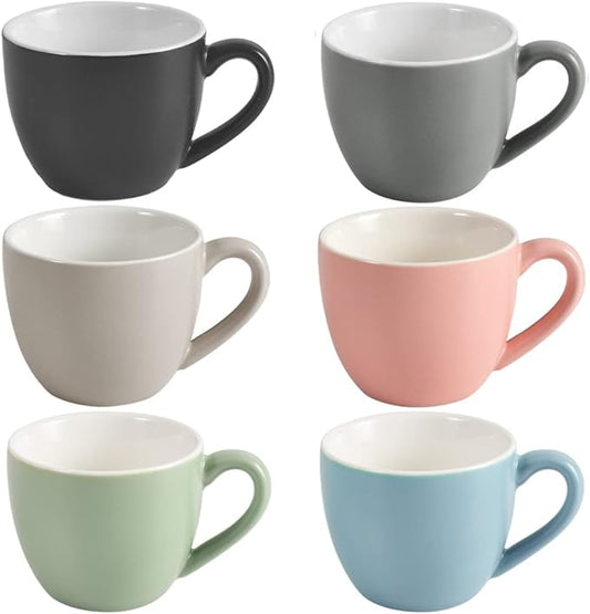 homEdge Mini Porcelain Espresso Cup, 3 Ounces / 90 ml Tiny Cofffee Mugs Demitasse for Espresso, Tea- Set of 6, Multicolor