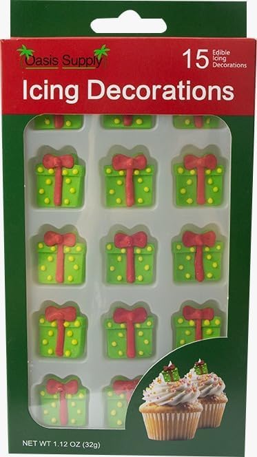 Christmas Edible Cake Decorations - Candy or Cupcake Topper -Christmas Presents, Winter Snowflakes, Trees and Wreaths, 45 Pieces Total - Image 3