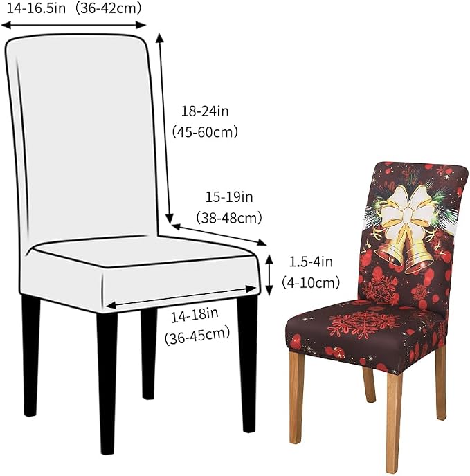 FORCHEER Christmas Chair Covers for Dining Room Set of 4 Stretch Kicthen Chair Slipcovers Washable (Pack of 4, Christmas Deco) - Image 3