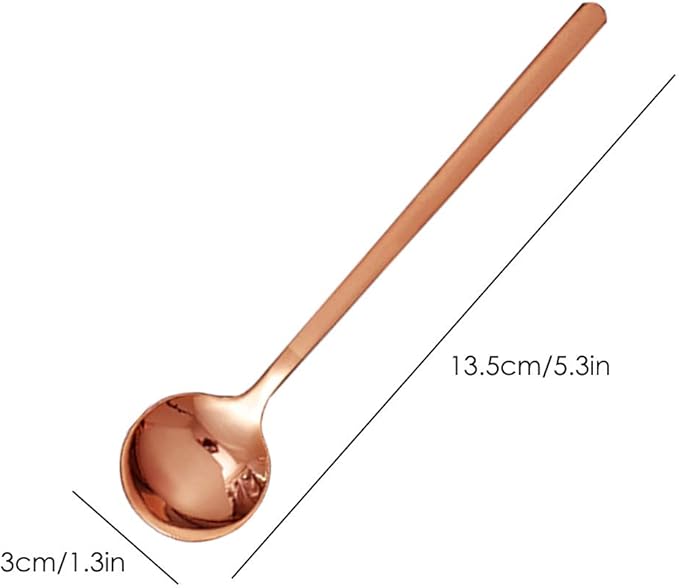 Pack of 8, Rose Gold Plated Stainless Steel Espresso Spoons, findTop Mini Teaspoons Set for Coffee Sugar Dessert Cake Ice Cream Soup Antipasto Cappuccino, 5.3 Inch
