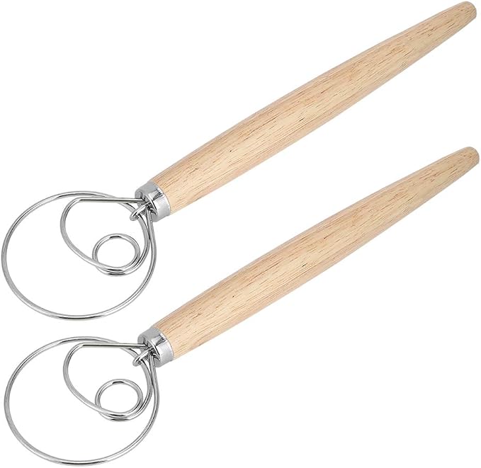 Jiawu 2Pcs Dough Blender Manual Mixer Ergonomic Oak Handle for Baking Homemade Bread and Pastries 13.0x3.1in Stainless Steel - Image 8