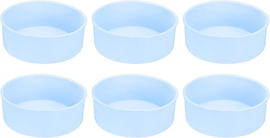 HARFINGTON 6 Pcs Round Cake Pans 6.4" Nonstick Quick Release Silicone Cake Mould Bakeware Tools for Baking Cupcakes Bread Pizza, Blue