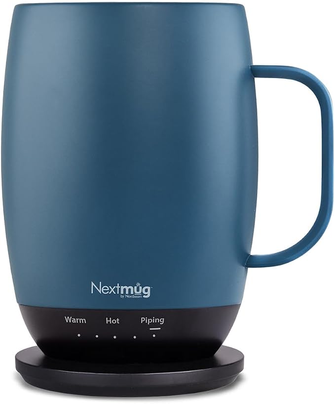 Nextmug Plus - Temperature-Controlled, Self-Heating Coffee Mug | (Slate Blue - 18 oz.) – No App, Long-Lasting Battery for Work & Study, Great Gift for Coffee Lovers by NextmugbyNextboom
